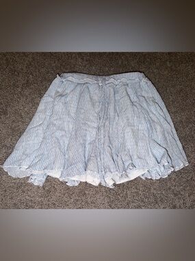 Light Blue Patterned Ruffle Hem Women's Skirt/Skort